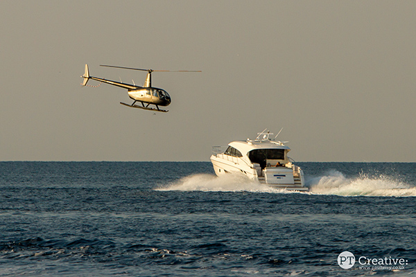 Helicopter yacht photography